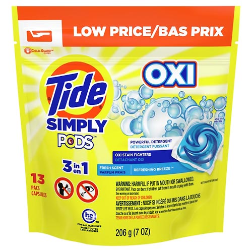 Image for Tide Detergent, Oxi, Refreshing Breeze, 3 in 1,13ea from DOUGHERTY'S PHARMACY