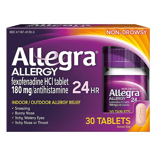Image for Allegra Allergy Relief, Non-Drowsy, 180 mg, Tablets,30ea from DOUGHERTY'S PHARMACY