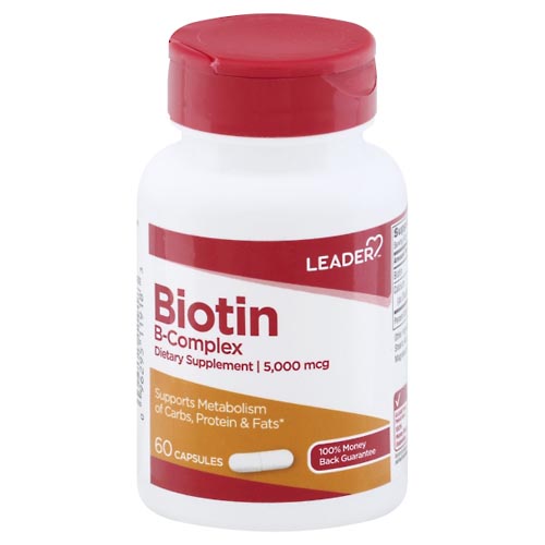 Image for Leader Biotin B-Complex, 5000 mcg, Capsules,60ea from DOUGHERTY'S PHARMACY