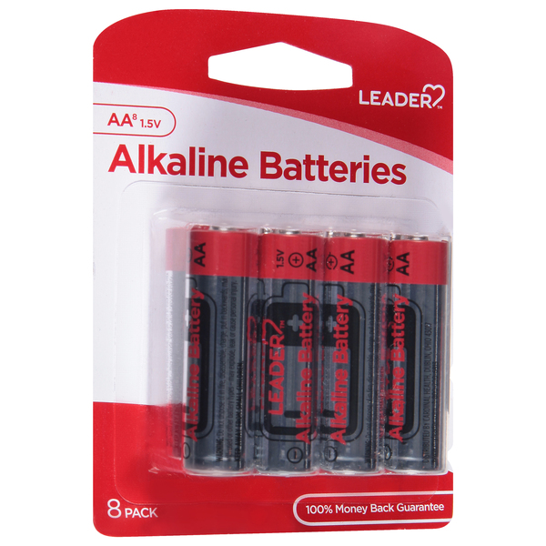 Image for Leader Batteries, Alkaline, AA, 1.5 Volt, 8 Pack, 8ea from DOUGHERTY'S PHARMACY