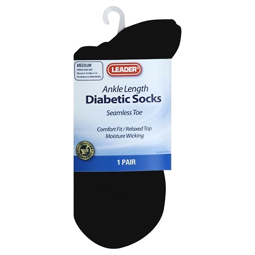 Image for Leader Diabetic Socks, Ankle Length, Medium,1pr from DOUGHERTY'S PHARMACY