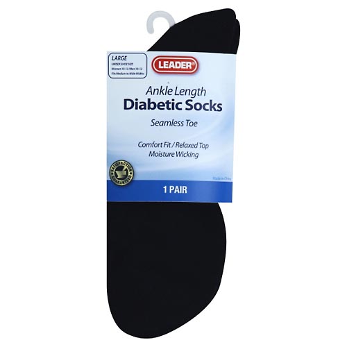 Image for Leader Diabetic Socks, Ankle Length, Large,1pr from DOUGHERTY'S PHARMACY
