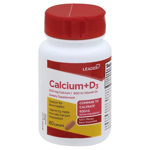 Image for Leader Calcium + D3, Caplets,60ea from DOUGHERTY'S PHARMACY