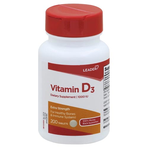 Image for Leader Vitamin D3, Extra Strength, 1000 IU, Tablets,200ea from DOUGHERTY'S PHARMACY