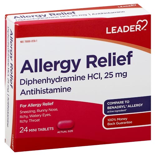 Image for Leader Allergy Relief, 25 mg, Mini Tablets,24ea from DOUGHERTY'S PHARMACY