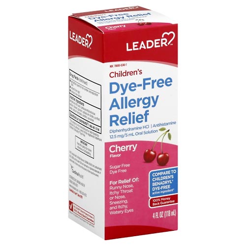 Image for Leader Allergy Relief, Dye-Free, Children's, Cherry,4oz from DOUGHERTY'S PHARMACY