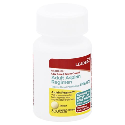 Image for Leader Aspirin Regimen, 81 mg, Enteric Coated Tablets, Adult,300ea from DOUGHERTY'S PHARMACY