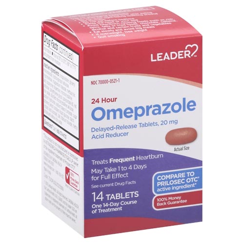 Image for Leader Omeprazole, 24 Hour, 20 mg, Delayed-Release Tablets,14ea from DOUGHERTY'S PHARMACY