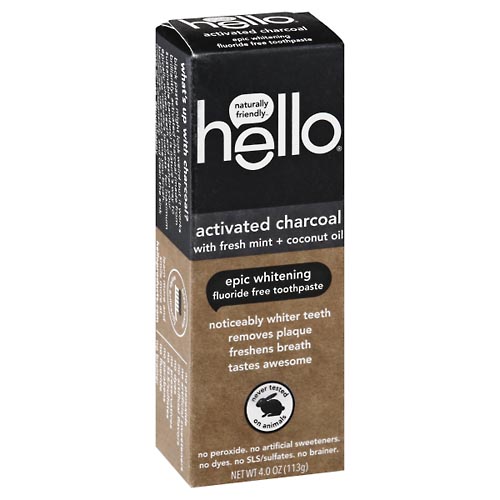 Image for Hello Toothpaste, Fluoride Free, Epic Whitening, Activated Charcoal,4oz from DOUGHERTY'S PHARMACY