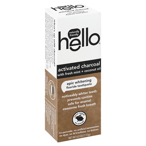 Image for Hello Toothpaste, Fluoride, Activated Charcoal with Fresh Mint + Coconut Oil,4oz from DOUGHERTY'S PHARMACY